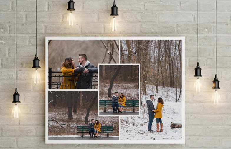 Collage de fotos familiares en impresión sobre lienzo