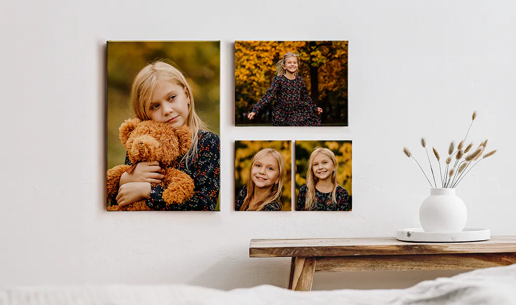 Impresiones en Lienzo Personalizadas de Printerpix|Impresión en lienzo collage de dos amigas encantadas|tamaños de impresión en lienzo|madre besando cariñosamente a su pequeño hijo en impresión en lienzo|pared de galería de impresiones en lienzo|Impresión en lienzo de una pareja disfrutando de sus vacaciones|||||