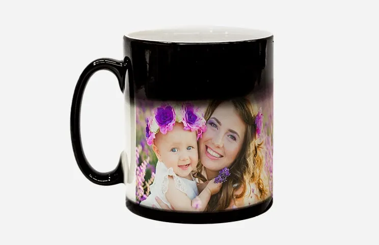 Taza mágica personalizada de Printerpix que cambia con el calor y revela foto personalizada de la pareja