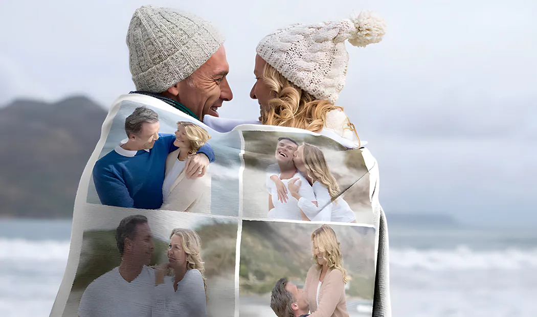 Manta de fotos de Printerpix con fotos de la familia