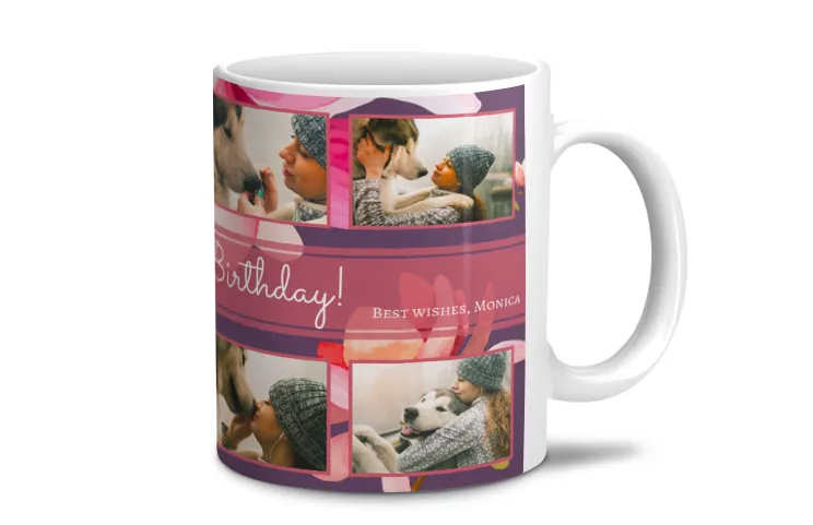 Mamá y bebé sosteniendo una taza personalizada con diseño de dibujos animados de Printerpix con texto de papá