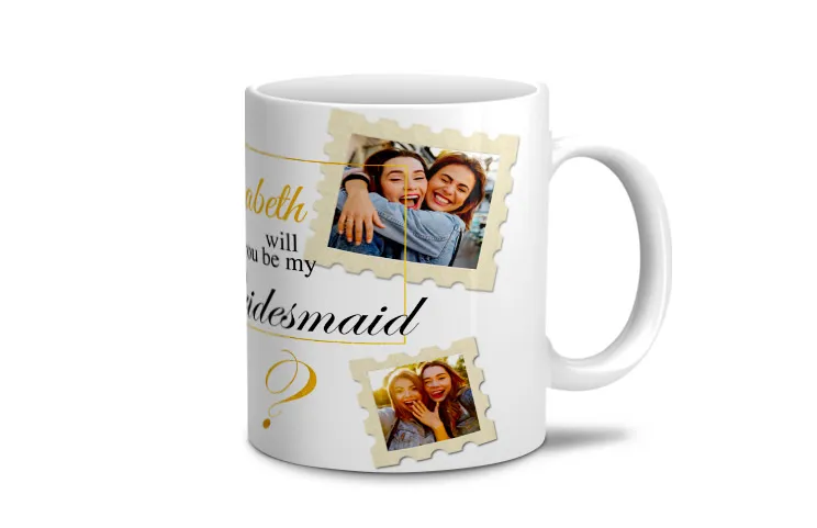 Mamá y bebé sosteniendo una taza personalizada con diseño de dibujos animados de Printerpix con texto de papá