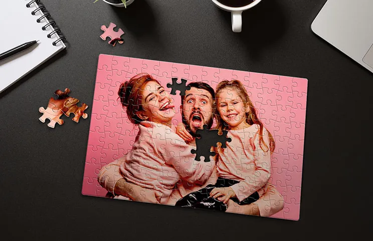 rompecabezas personalizado de cartón con foto de familia