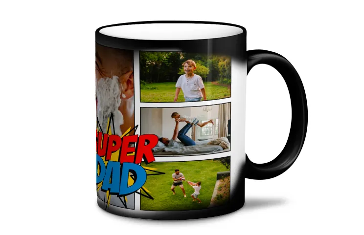 Té de la tetera vertido en la taza mágica