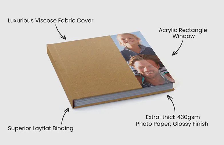 Libro de Fotos de Lujo Layflat – Cubierta Acrílica Rectangular