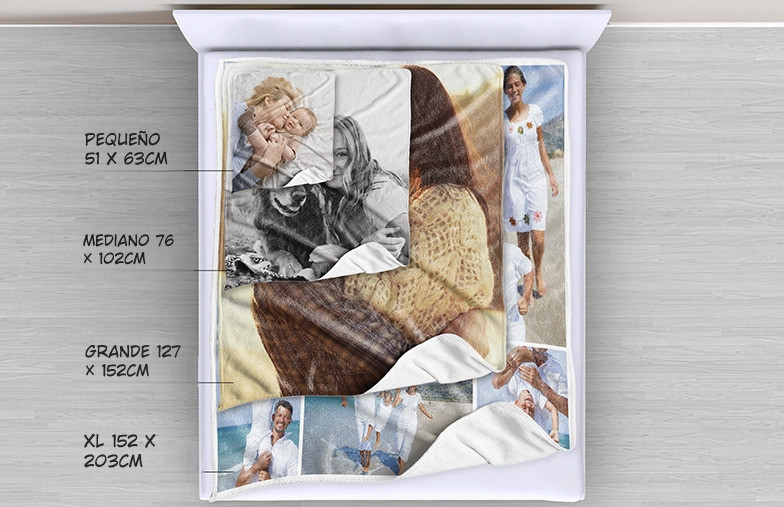 Imagen de manta de foto con comparación de tamaño