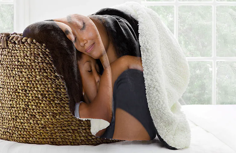 Imagen de manta de foto con comparación de tamaño