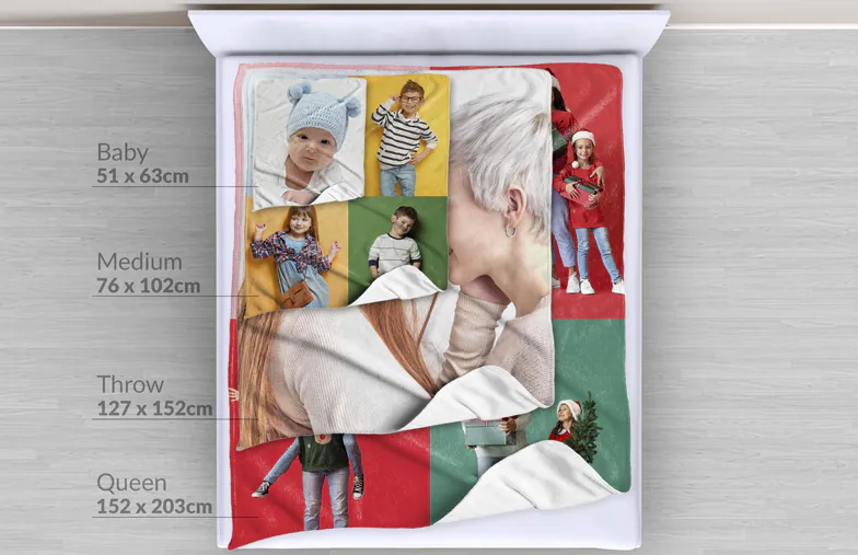 Imagen de manta de foto con comparación de tamaño