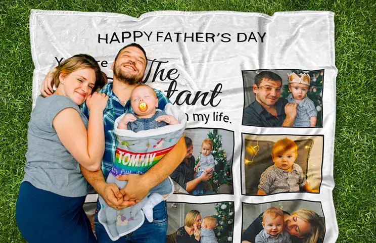 Manta collage en silla azul