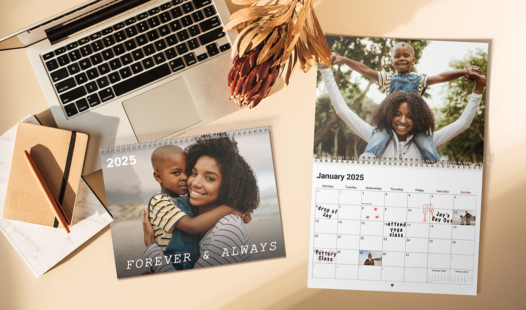 Calendario de pared A3 2020 colgado con diseño de foto personalizado por printerpix