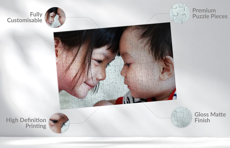 Puzzle de foto personalizado: Impresión de alta definición de dos niños, piezas premium, acabado mate brillante. ¡Crea tu recuerdo único!