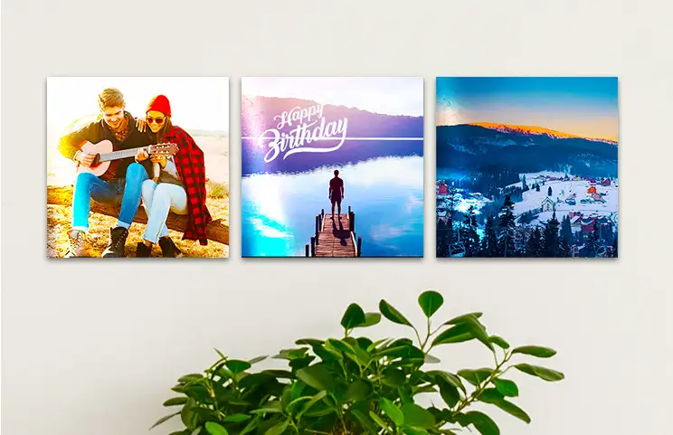 cuatro impresiones de fotos en metal con fotos de vacaciones