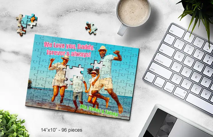 Puzzle 14x10 de la familia en la playa