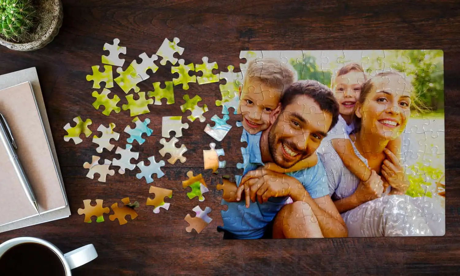 rompecabezas de cartón personalizado con foto de familia