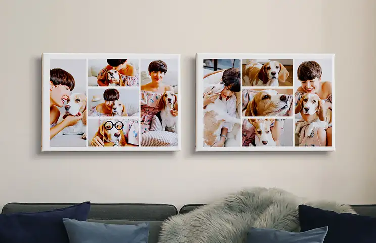 Impresión en lienzo grande con collage de fotos personalizado de fotos familiares